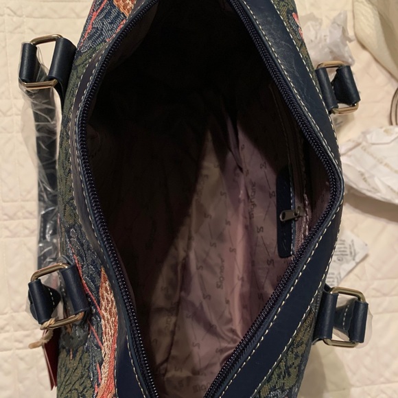 Signare  Strawberry Thief Blue Tapestry Handbag - Picture 8 of 11